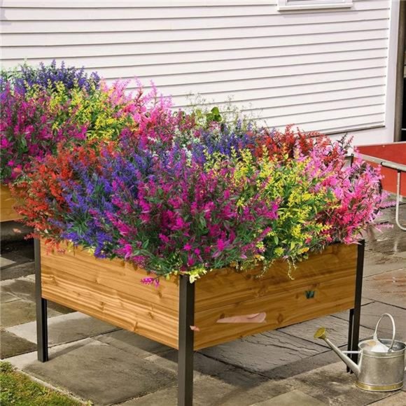 8Bundles Outdoor Artificial Lavender FakeFlowers UV Resistant Shrub,Faux Plastic - Picture 6 of 7